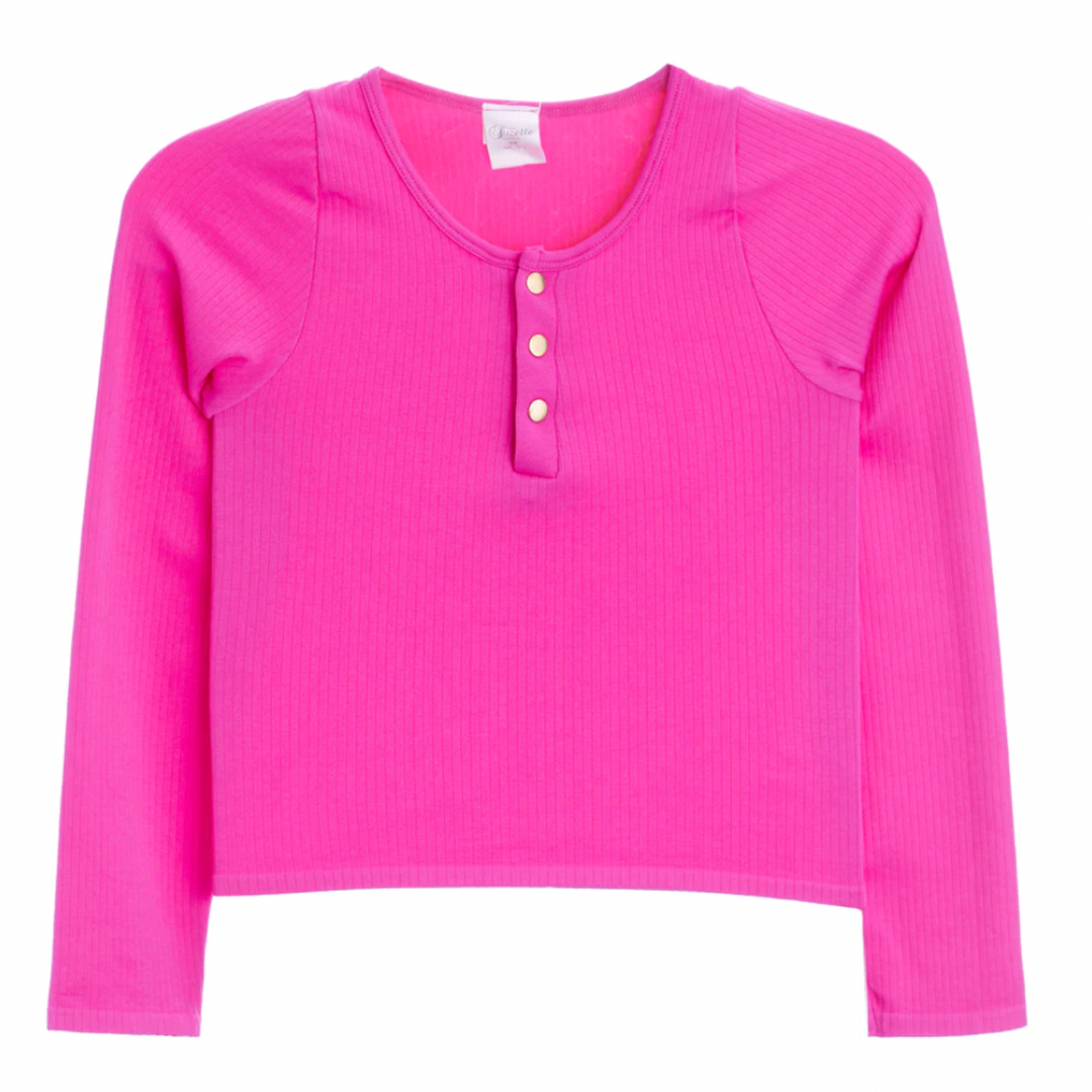 LS RIBBED HENLEY | PINK
