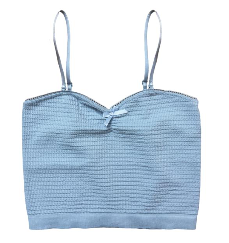TEXTURED CINCHED CAMI | CHAMBRAY BLUE