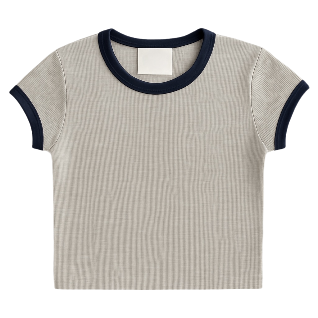 RIB S/S TEE | GREY/NAVY