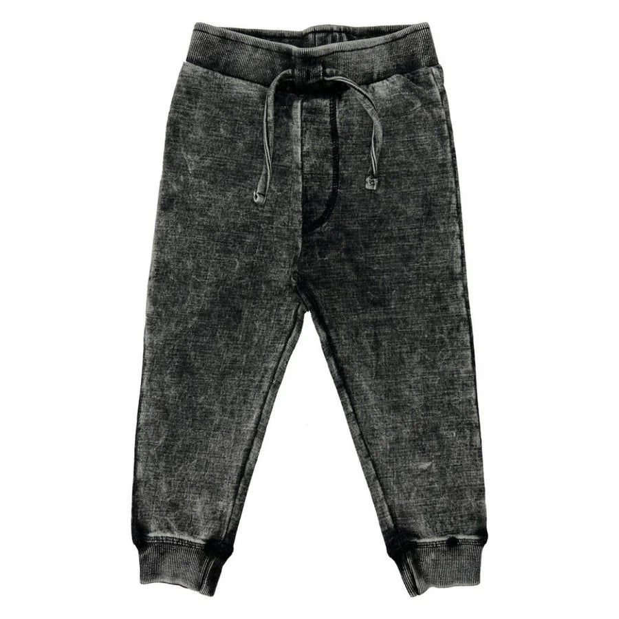 DISTRESSED DENIM KNIT PANT | BLACK