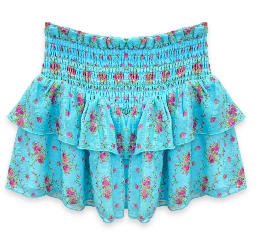 BROOKE SKIRT | TURQ FLORAL STRIPE