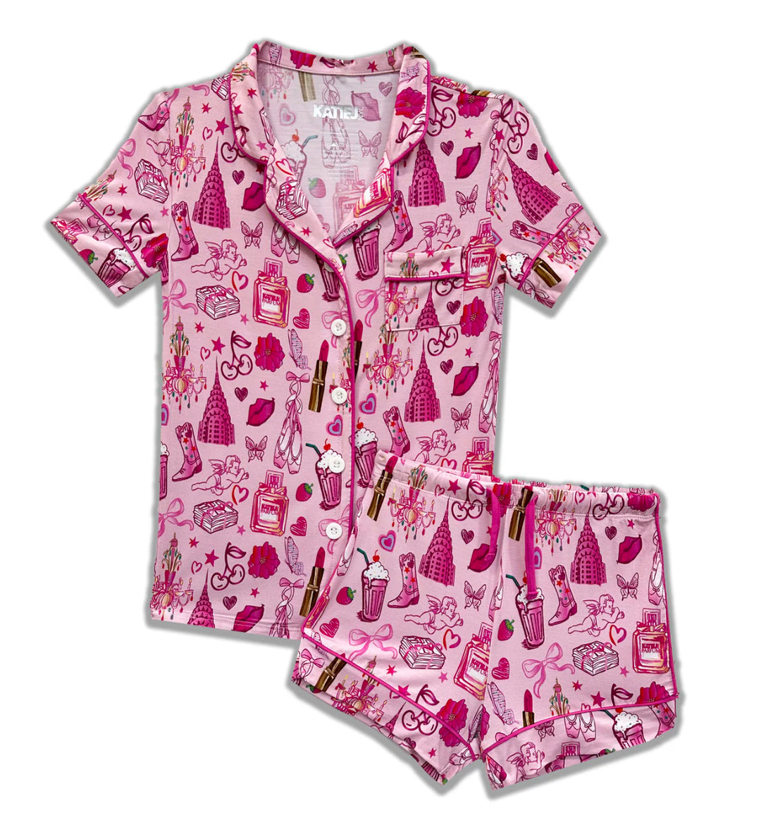 LYNN LOUNGE SHORT SET | GIRLY THINGS PRINT