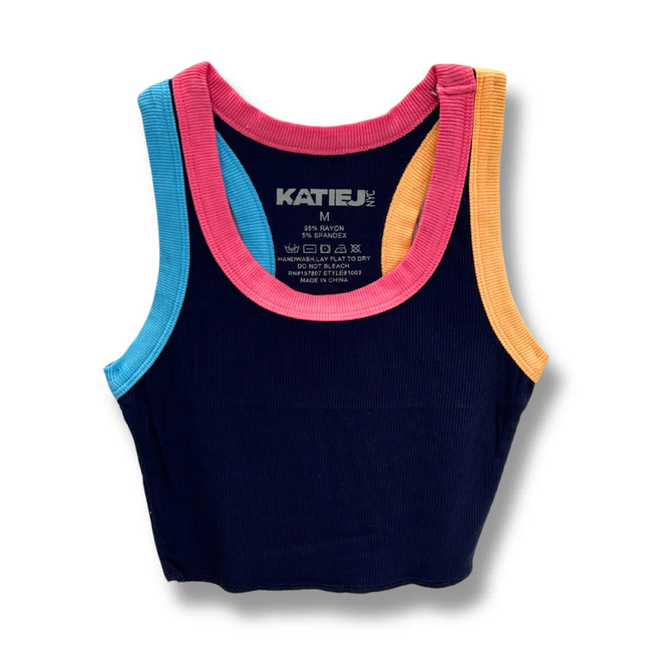 LIVI RIBBED TANK | EV. BLUE BRIGHT MULTI
