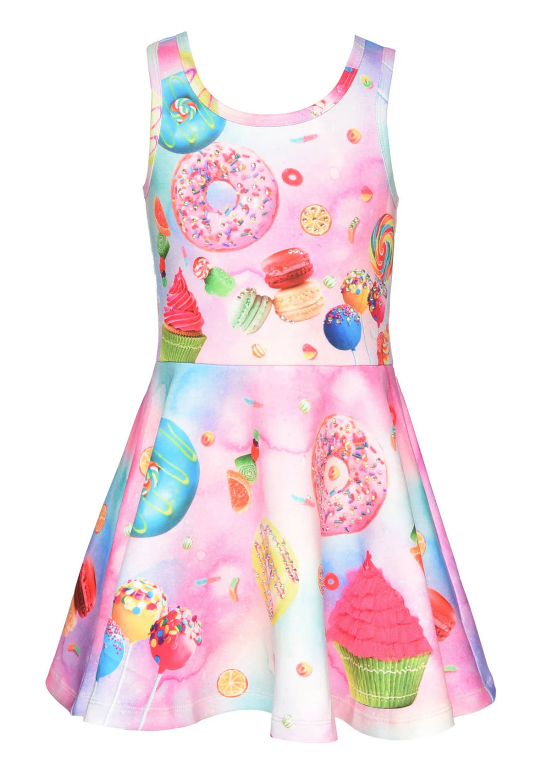 DONUT AND CUPCAKE FIT AND FLARE PRINTED DRESS