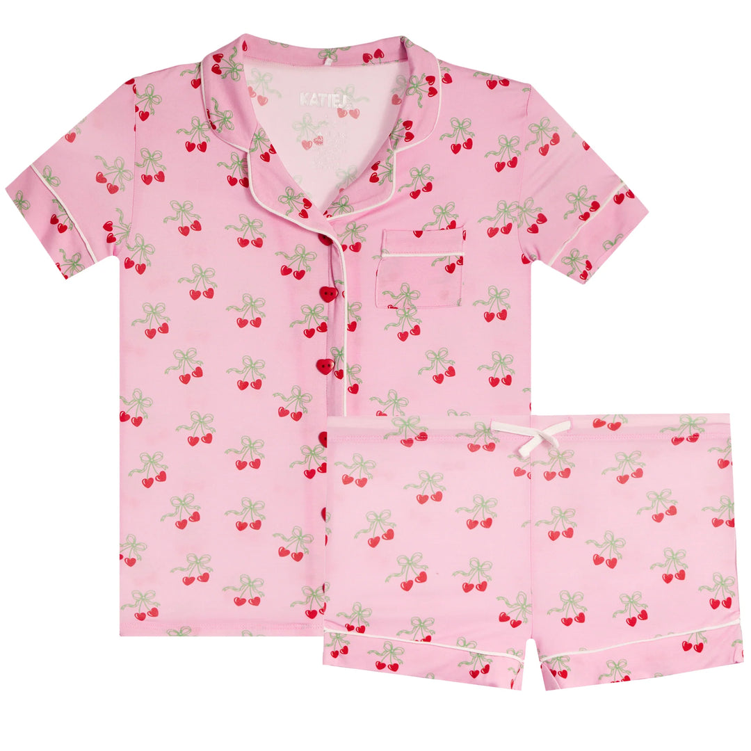 LYNN LOUNGE SHORT SET | CHERRY BOW PRINT