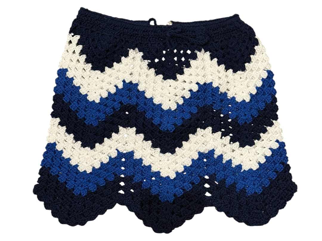 NAVY TRICOLOR CROCHET SKIRT
