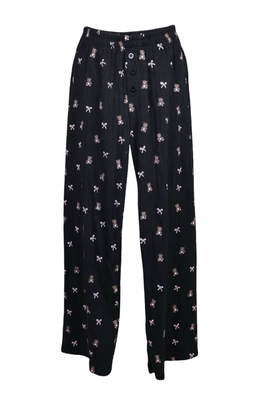 TEDDY L/S POINTELLE PANT | BLACK