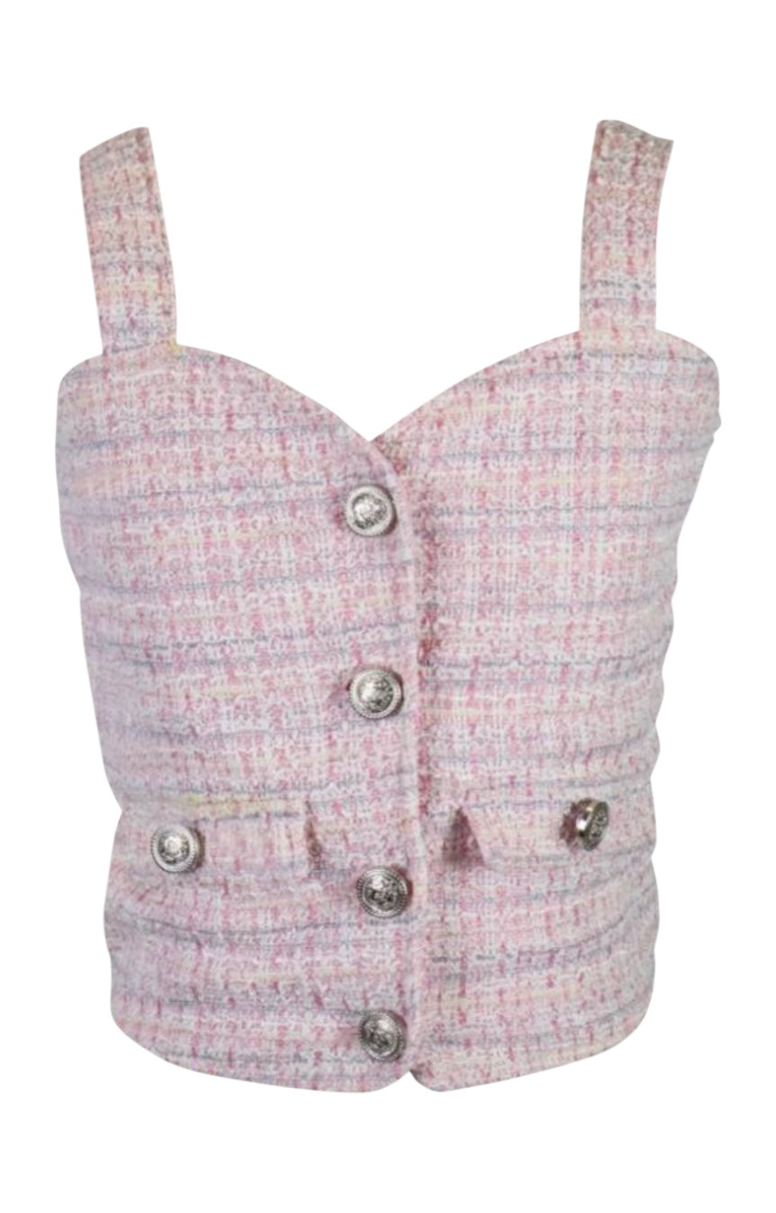 TWEED BUSTIER TOP | PINK
