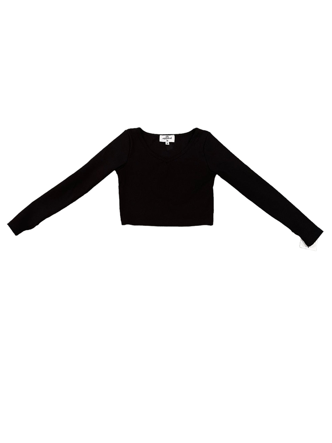 L/S V-NECK TOP BLACK