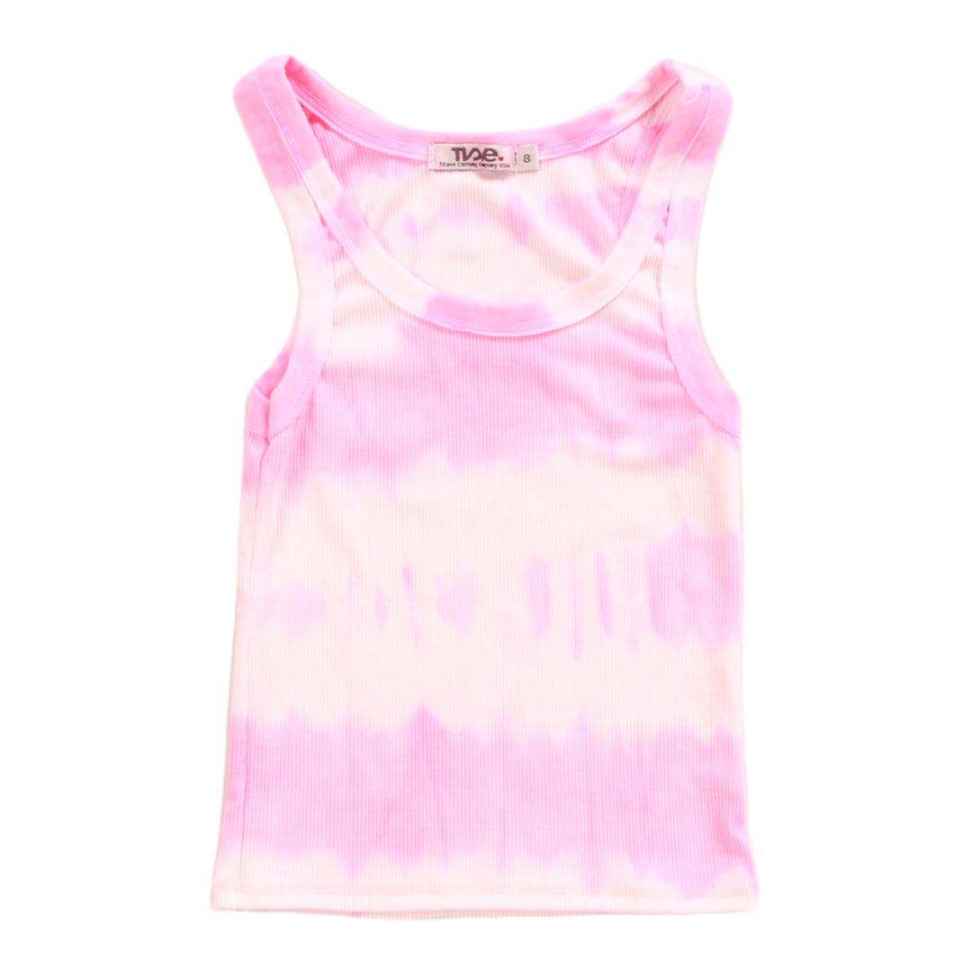 CROP BABY TANK | PINK TIE-DYE