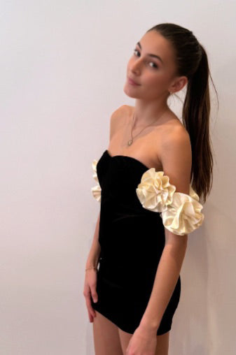 MONTGOMERY ROSSETTE OFF THE SHOULDER DRESS