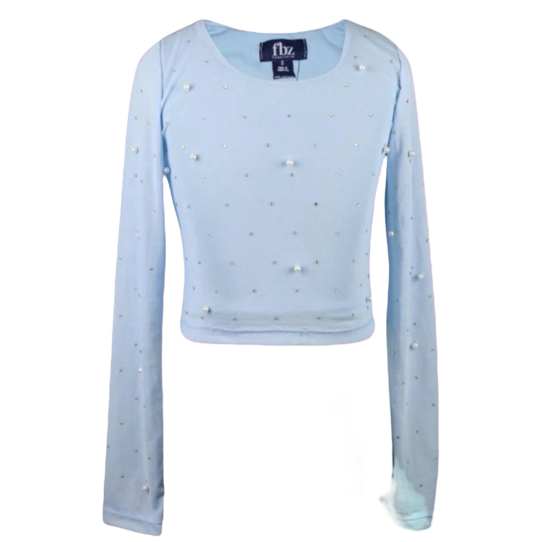 PEARL MESH L/S TOP | BLUE
