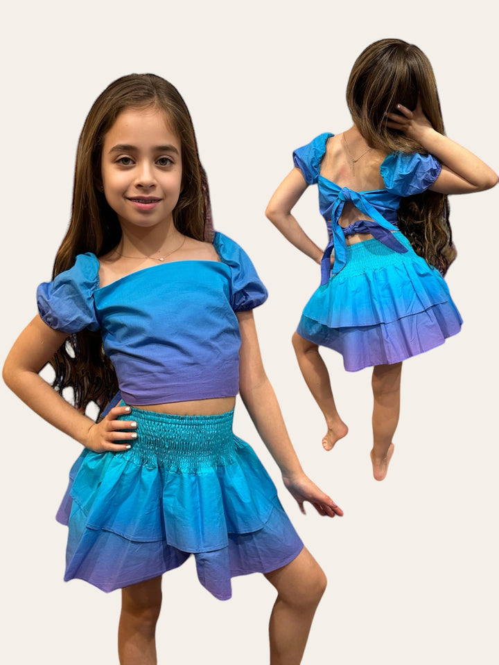 OMBRE BLUE TO PURPLE NOA TOP & JULES SKIRT