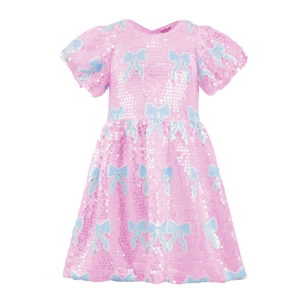 BABY BLUE SEQUIN BOW DRESS