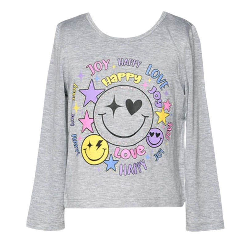 L/S HAPPY GRAPHIC PRINT TOP