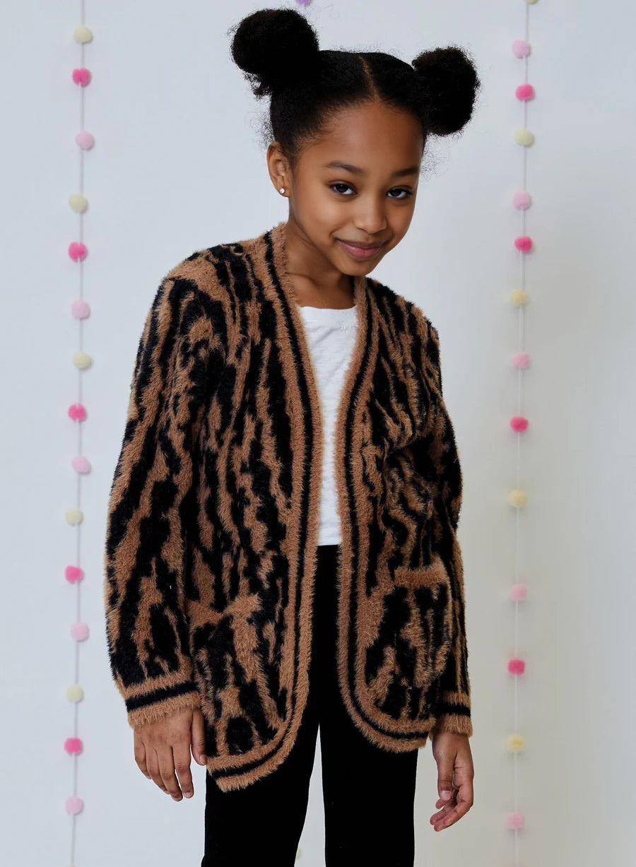 ZEBRA STRIPE CARDIGAN | MOCHA