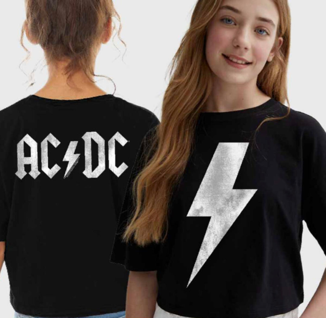 ACDC LIGHTENING BOLT CROP