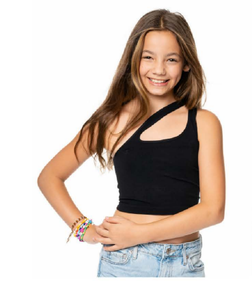 ONE SHOULDER CROP TANK TOP - BLACK