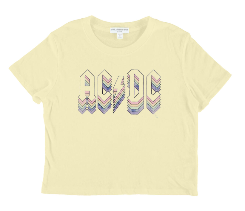ACDC RAINBOW LOGO BOXY CROP TEE
