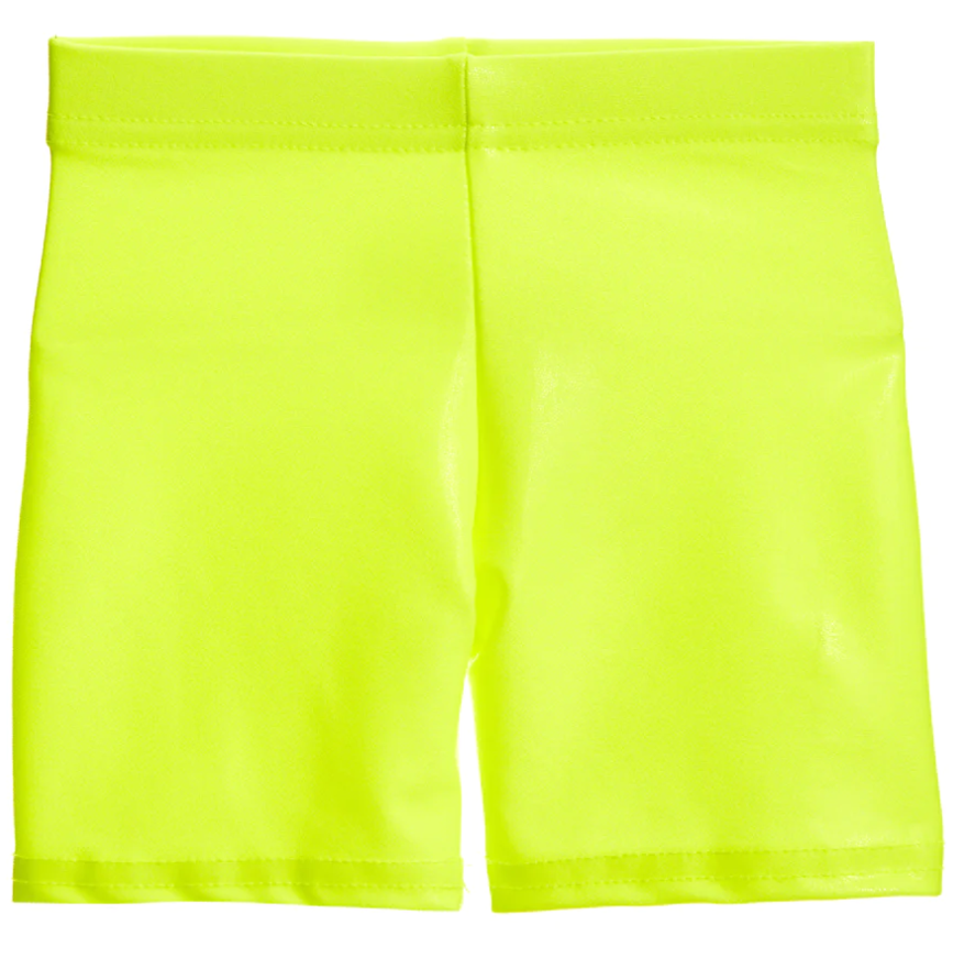 LAME BIKER SHORTS | FLO YELLOW