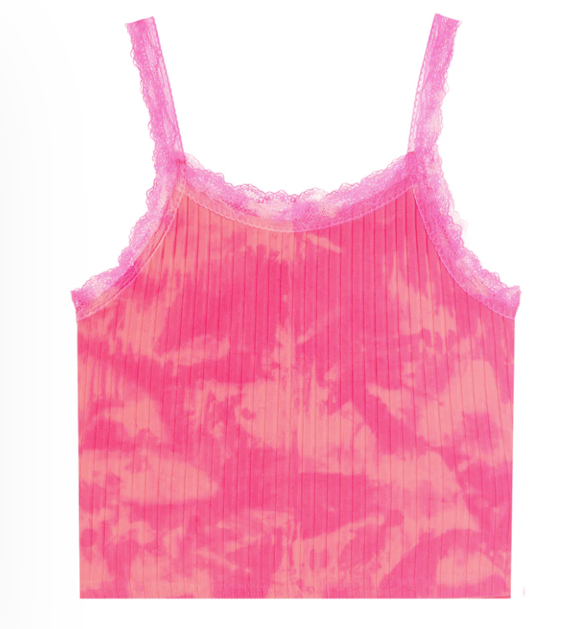 LACE TRIM CAMI - NEON PINK