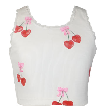 CHERRY BOW LACE TRIM TANK