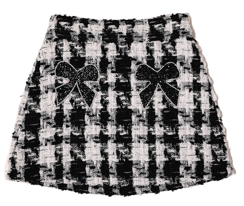 TWEED SKIRT | BLACK BOWS