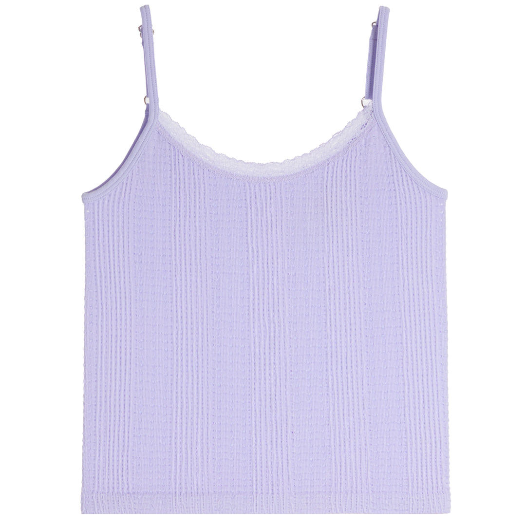 TEXTURED LACE-TRIM CAMI | LAVENDER