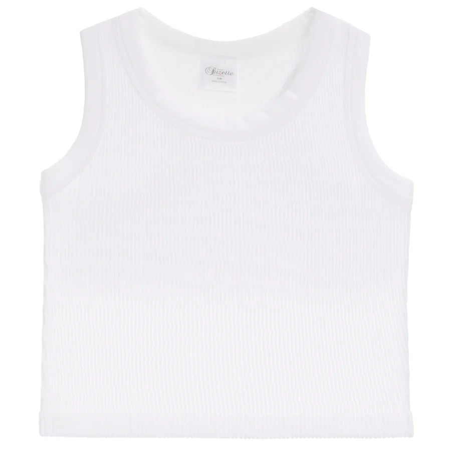SMOCKING SLEEVELESS TANK | WHITE