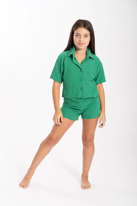 FRENCH TERRY PATTERNED 2 PIECE SHORTS SET