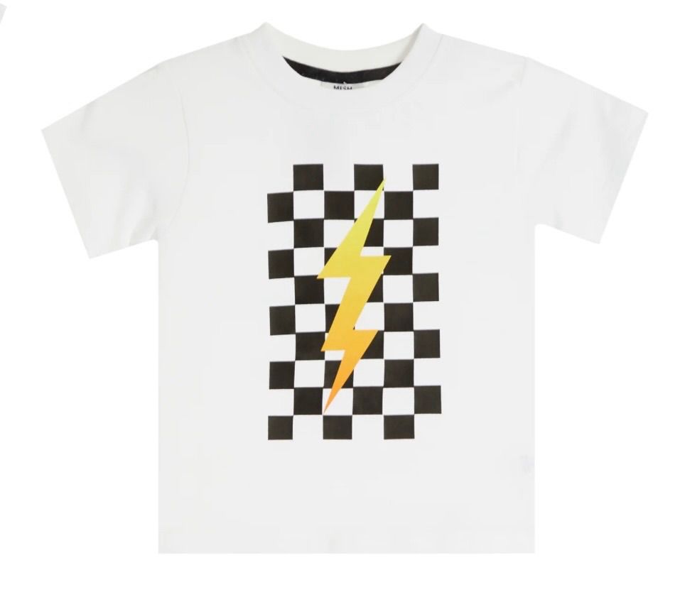 WHITE GRADIENT ORANGE BOLT TEE