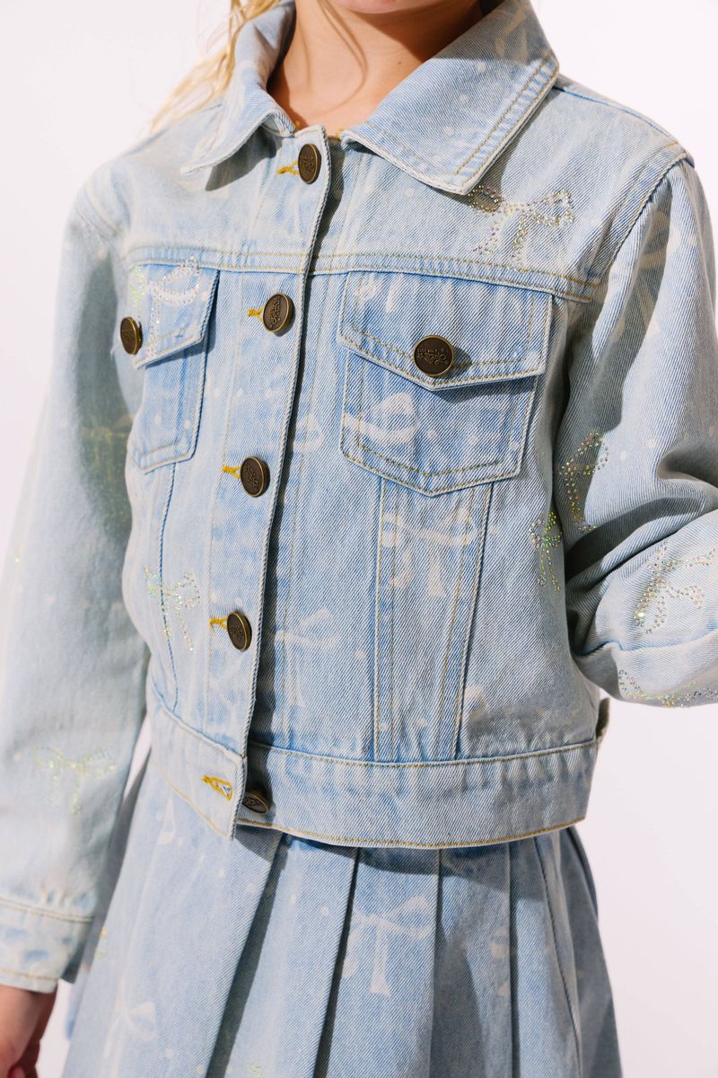 SPARKLE BOW DENIM JACKET