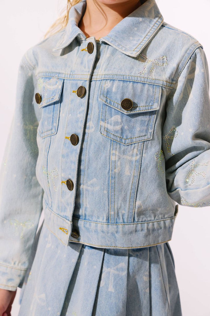 SPARKLE BOW DENIM JACKET