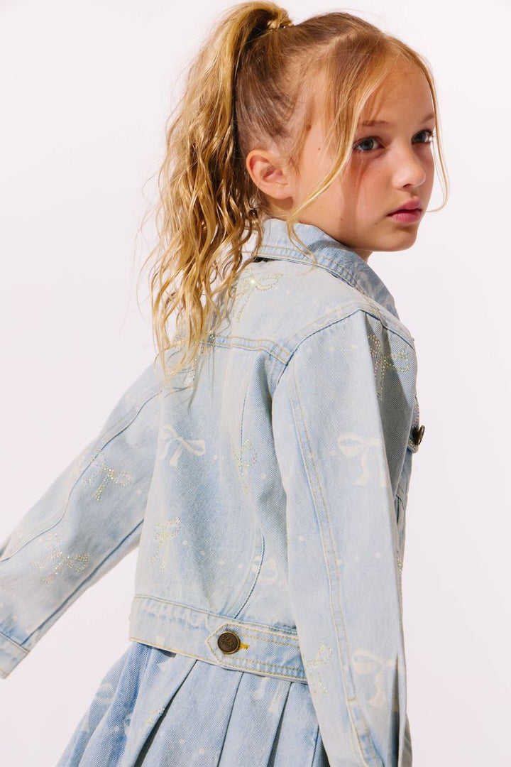 SPARKLE BOW DENIM JACKET