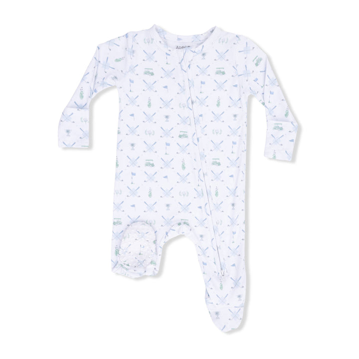ZIPPER FOOTIE | GOLF TRELLIS BLUE