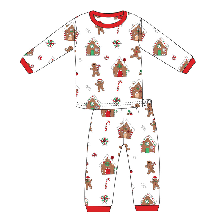 GINGERBREAD WORLD TWO PIECE PAJAMA | WHITE