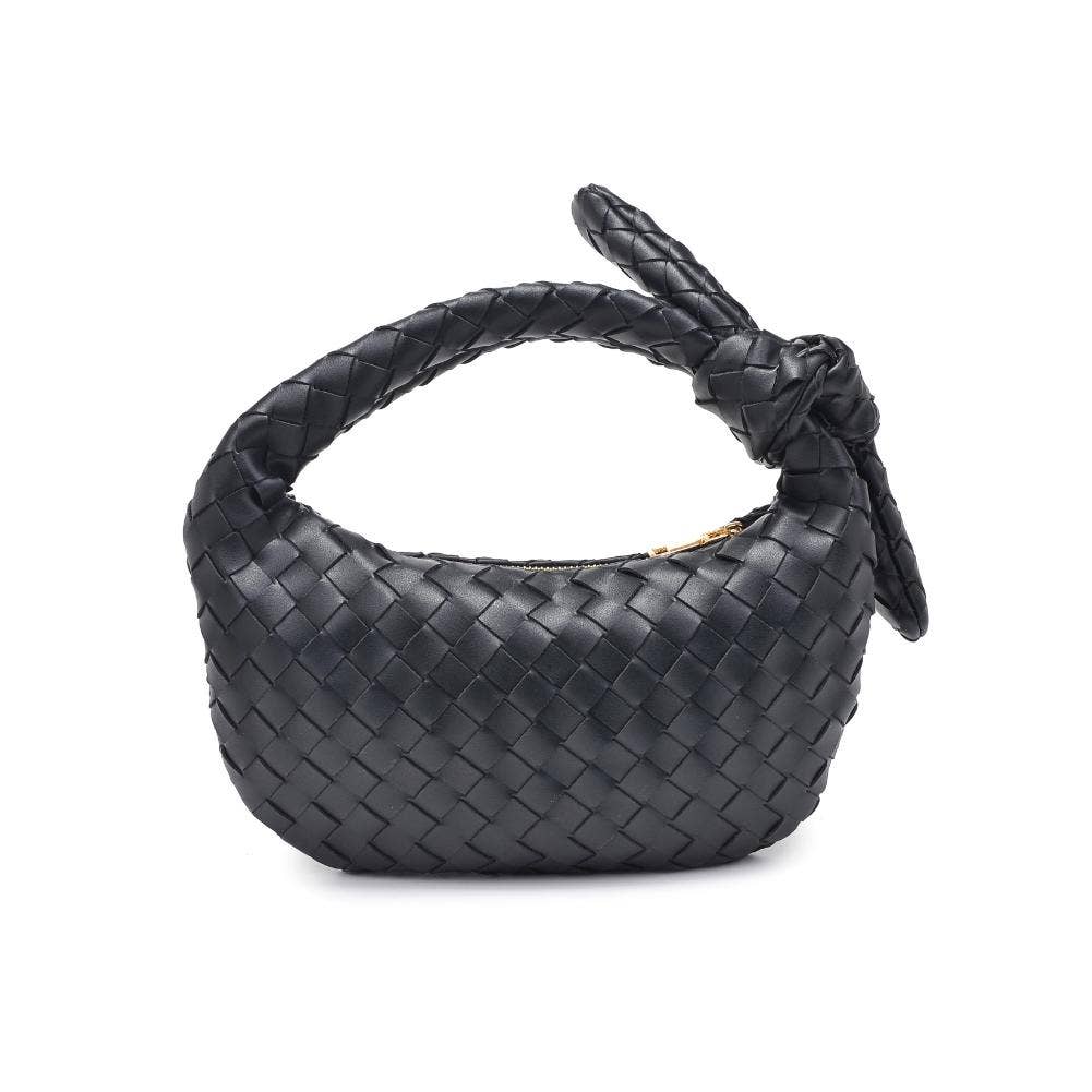 LIZBETH WOVEN KNOT CLUTCH | BLACK