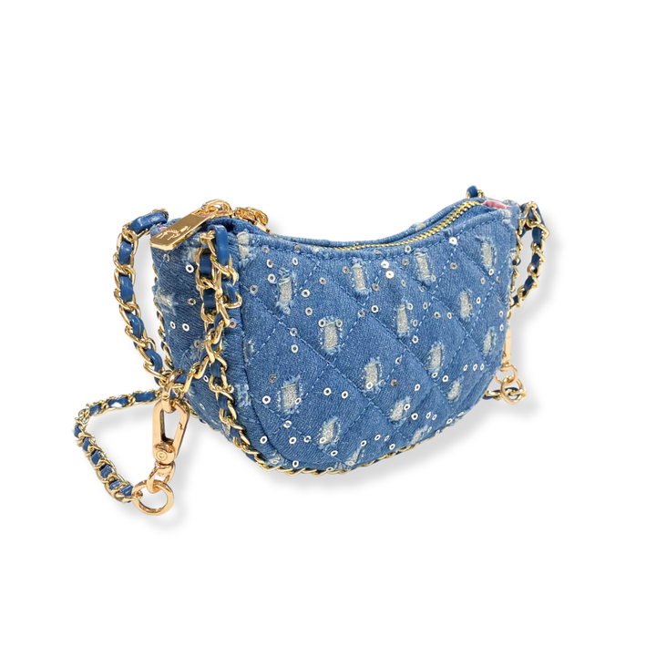 DENIM CRESCENT PURSE