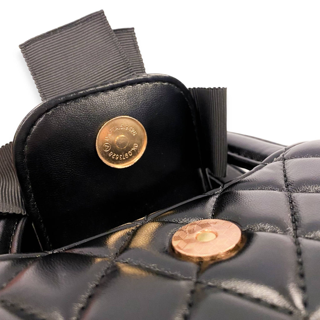 FLORAL APPLIQUÉ QUILTED BAG | BLACK