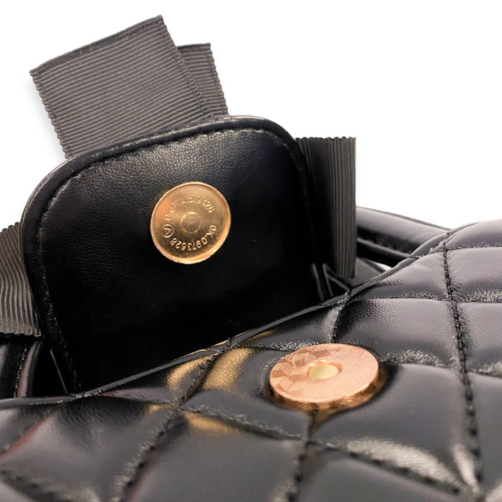 FLORAL APPLIQUÉ QUILTED BAG | BLACK