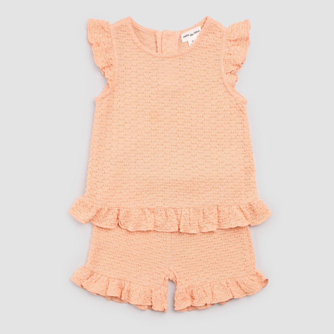 RUFFLED KNIT SHORT SET