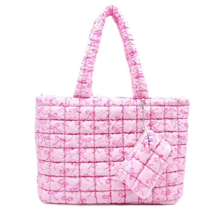 QUILTED SCRUNCHIES LARGE TOTE BAG WITH COIN PURSE