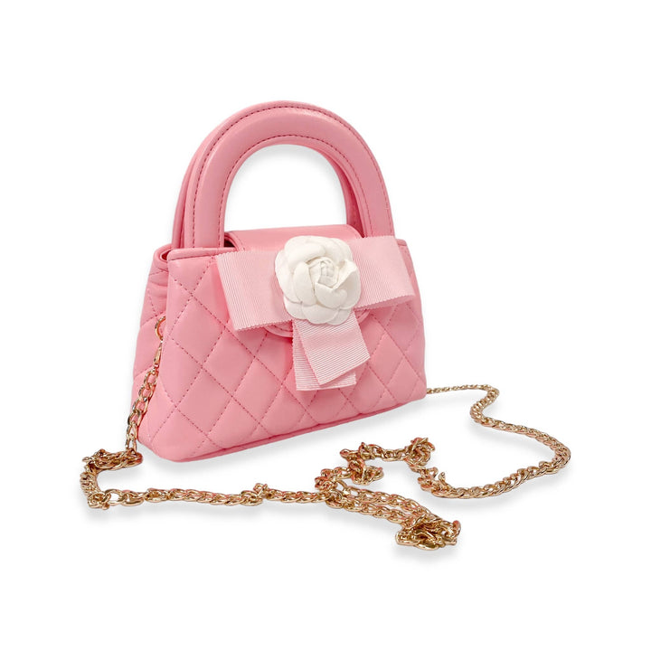 FLORAL APPLIQUÉ QUILTED BAG | BLACK