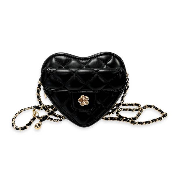 QUILTED LEATHER HEART PURSE | PINK