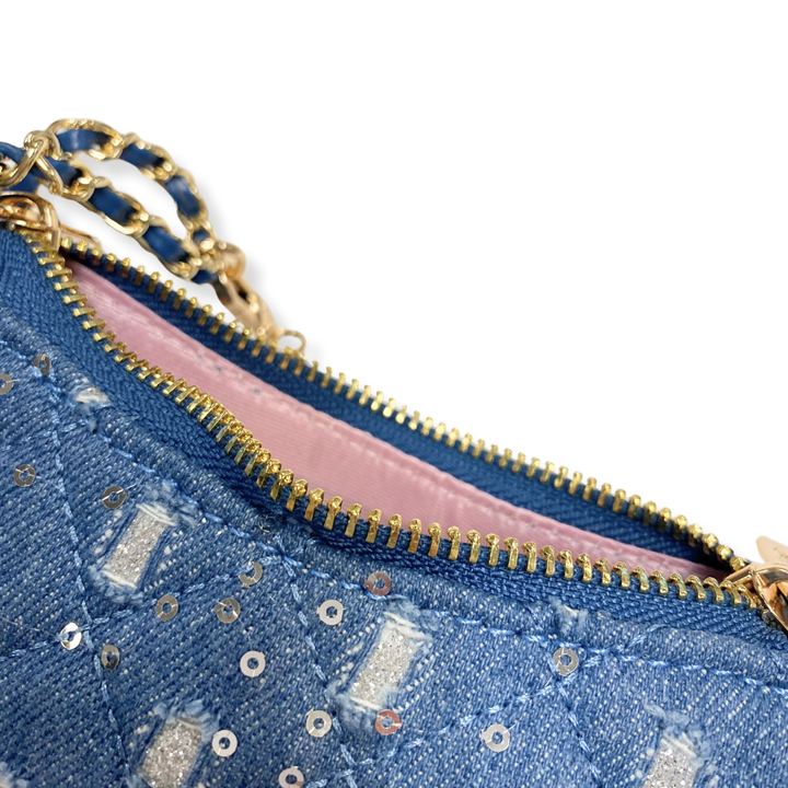 DENIM CRESCENT PURSE