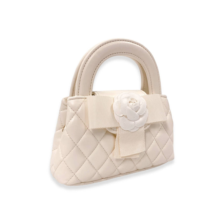 FLORAL APPLIQUÉ QUILTED BAG | BLACK