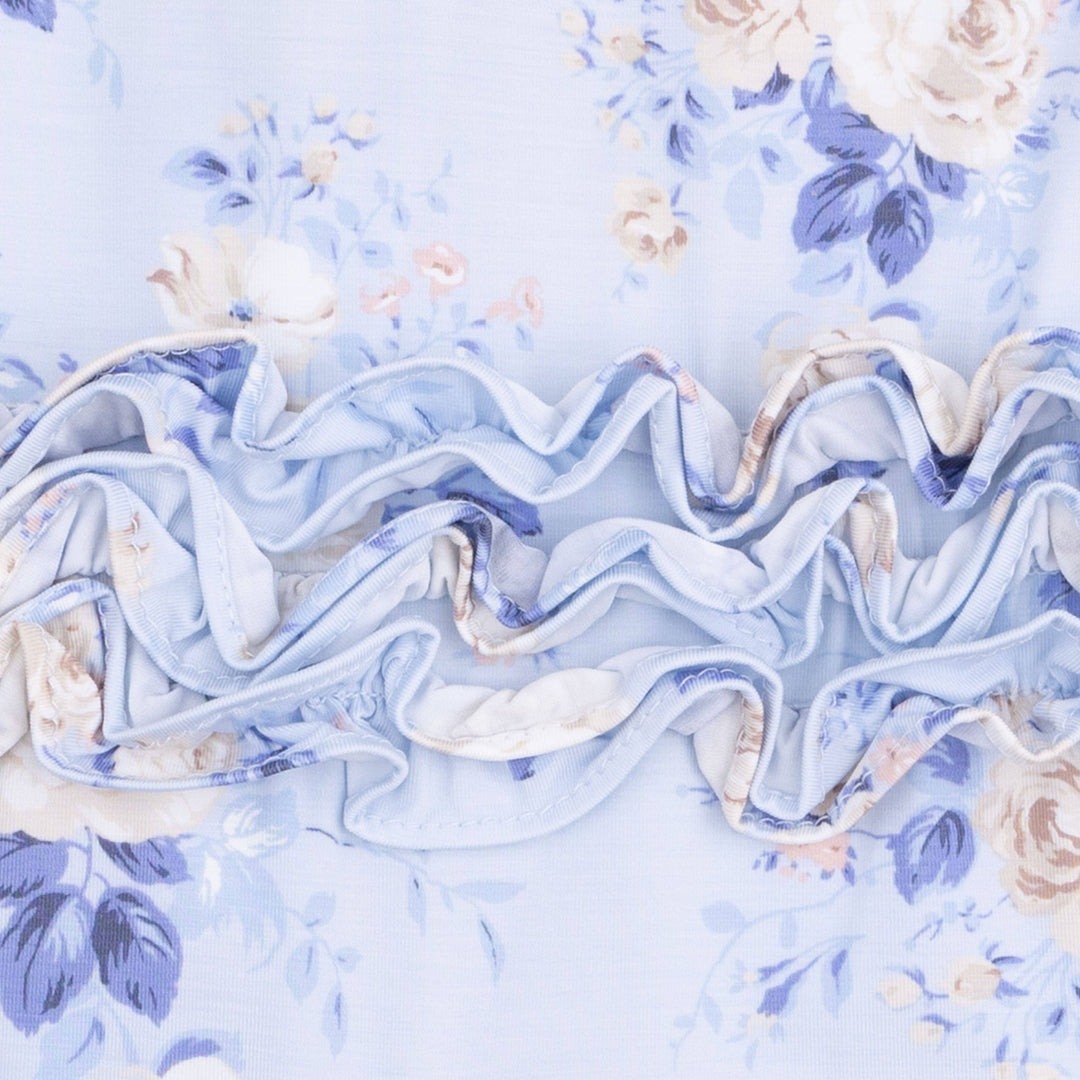 RUFFLE BACK ZIPPER FOOTIE | ROSE FLORAL