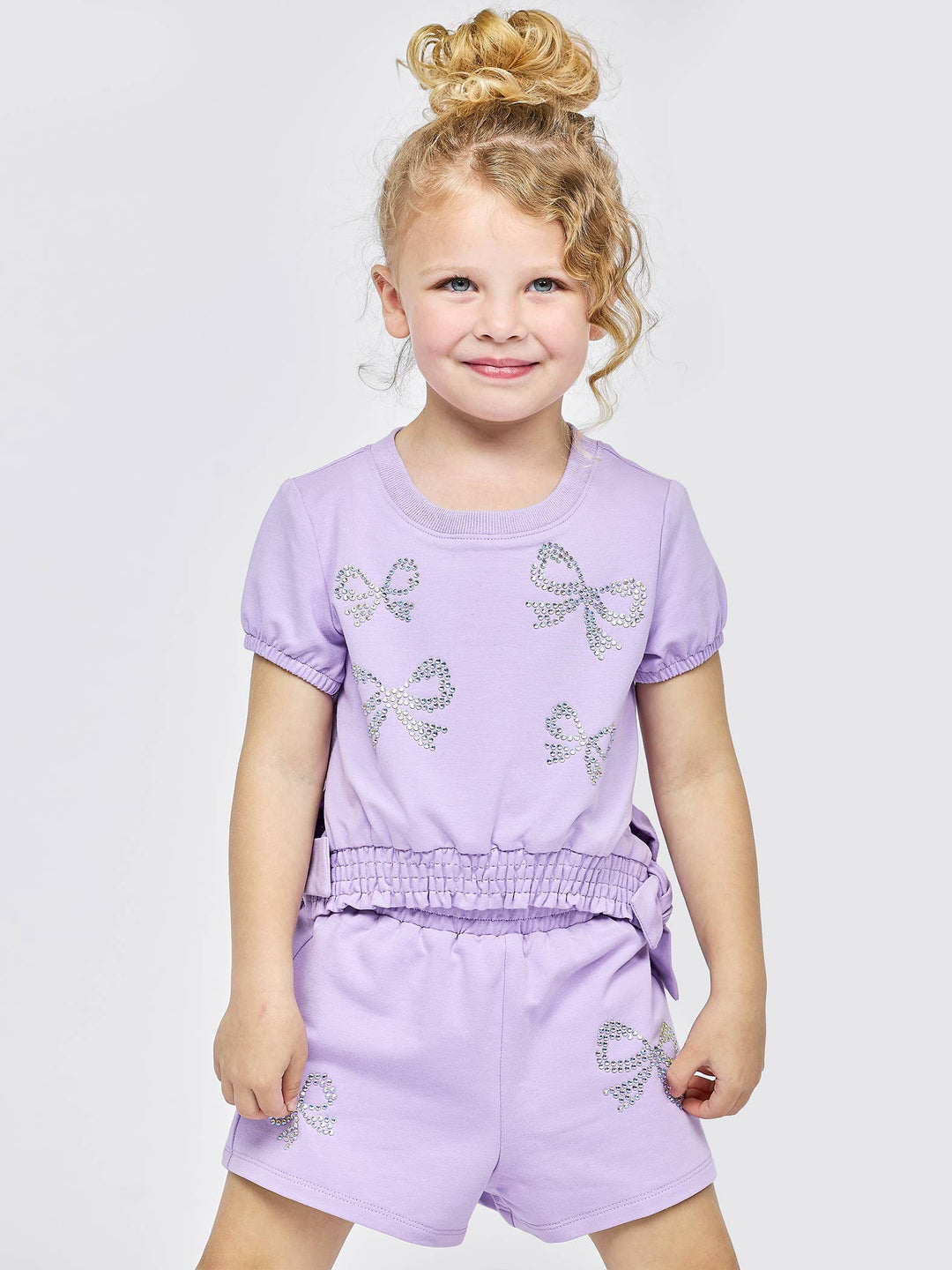RHINESTONE BOWS SHORT SET