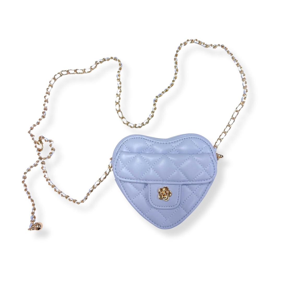 QUILTED LEATHER HEART PURSE | PINK