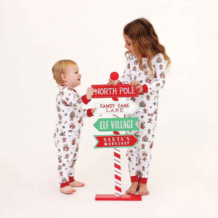 GINGERBREAD WORLD TWO PIECE PAJAMA | WHITE